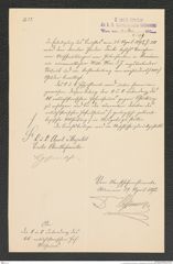 k.k. naturhistorisches Hofmuseum, Intendanzakten 1885-1896 (Hauer), Aktenzahl Z.299/1892, Seite 1